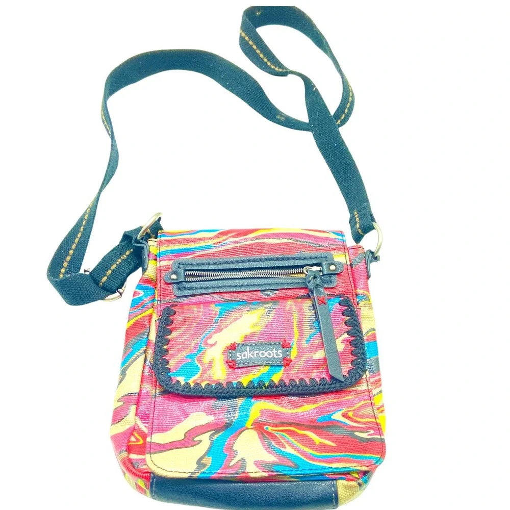 Sakroots handbag purse Multi color Small Size many compartments crossbody - Picture 1 of 11